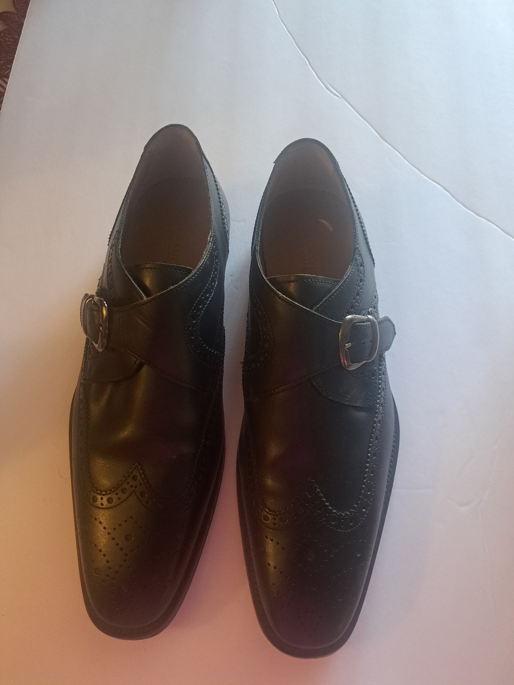Florsheim Black Leather Single Monk Strap Oxfords 10 D